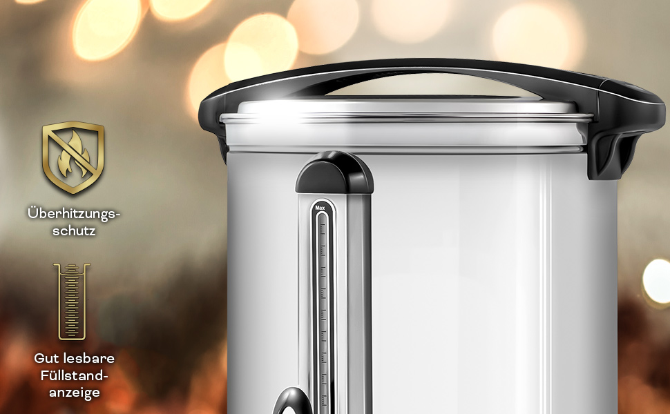 ТRESKO® Електричний казанок для глінтвейну на 30 літрів з нержавіючої сталі, 2500W, автомати для гарячих напоїв, нагрівач води