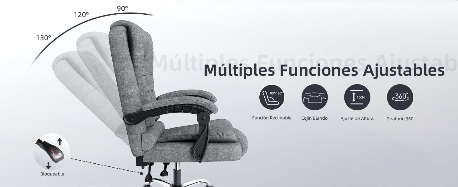 Офісний крісло Rattantree з підніжкою, ергономічний крісло для комп'ютера, PC крісло з м'якими підлокітниками та регулюванням нахилу, регульована висота, крісло для керівника, оббивка з тканини (темно-сірий, без підніжки)