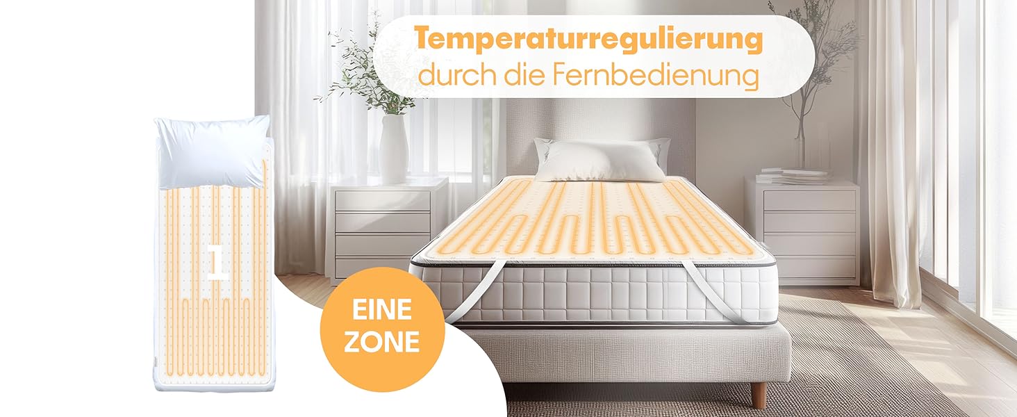 Електрична ковдра KESSER® з двома зонами нагріву 160x140 см з автовимкненням та пультом керування | 3 режими температури | Підкладка під ковдру | Тепла ковдра з м'якого флісу білого кольору 160x140 см без візерунка