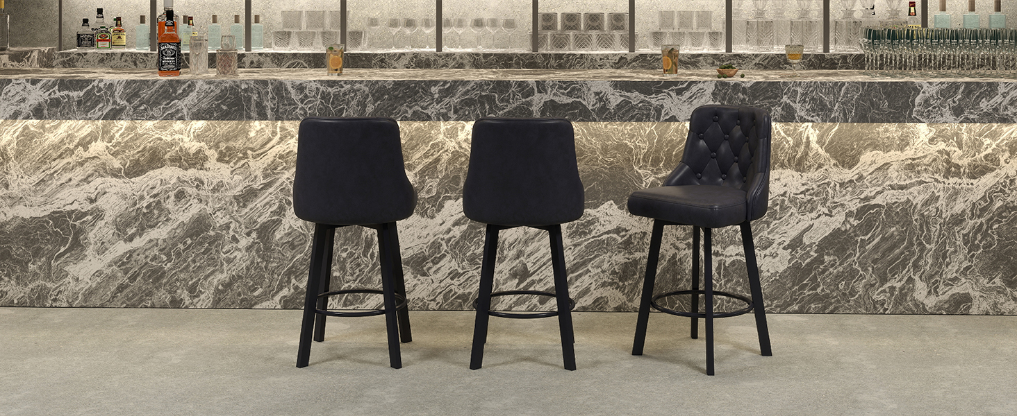 Барні стільці Youhauchair 2 шт., Чорні, регульовані, з підніжкою, 66.5 см, 150 кг