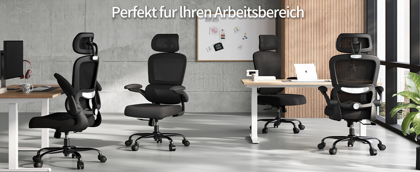 Ергономічне крісло TRALT для офісу з регульованою поперековою підтримкою та підголівником. Ігрове крісло, офісне крісло для дому та офісу. Максимальне навантаження 150 кг, чорний колір.