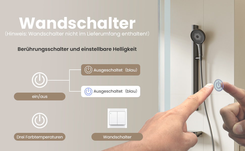 LED дзеркало для ванної кімнати з підсвічуванням | Вологостійке (IP54) | Сенсорне керування | 60x50 см | Вертикальна/Горизонтальна установка