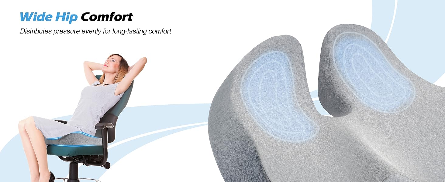 Подушка для офісного крісла Lofty Aim з Memory Foam: ергономічна, для куприка, при болях у спині, для офісу, авто, літака, інвалідного візка - Чорний та світло-сірий
