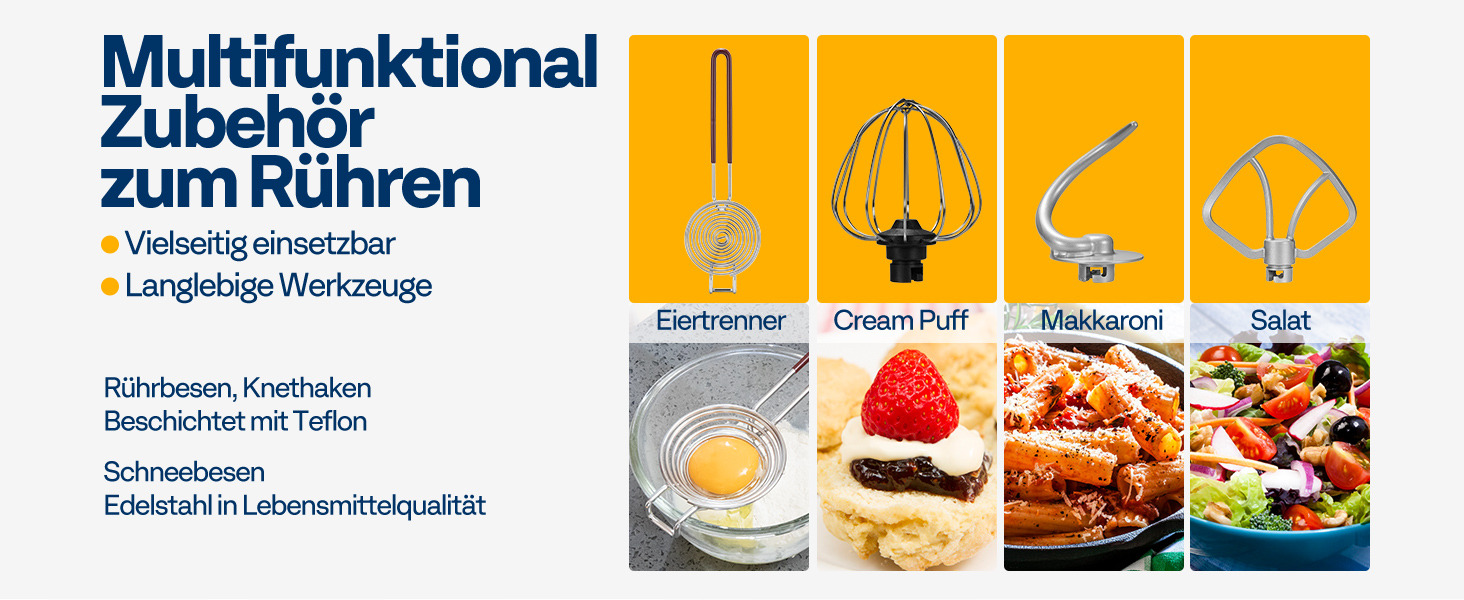 Кухонна машина VIVOHOME 5.7L з місткістю 5.7 літрів, потужністю 660W, 10 швидкостей, функцією імпульсу, для замішування тіста, з бризковим захистом, містить гак для тіста, вінчик та роздільник яєць (срібна)