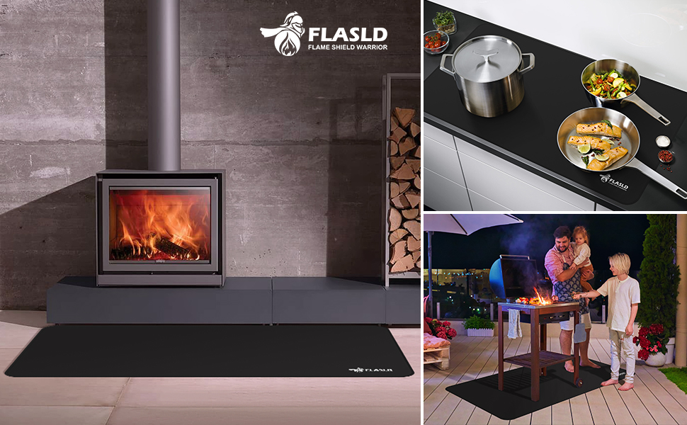 Захисний килимок для гриля FLASLD 80x152 см, маслостійкий, водонепроникний, вогнетривкий, чорний