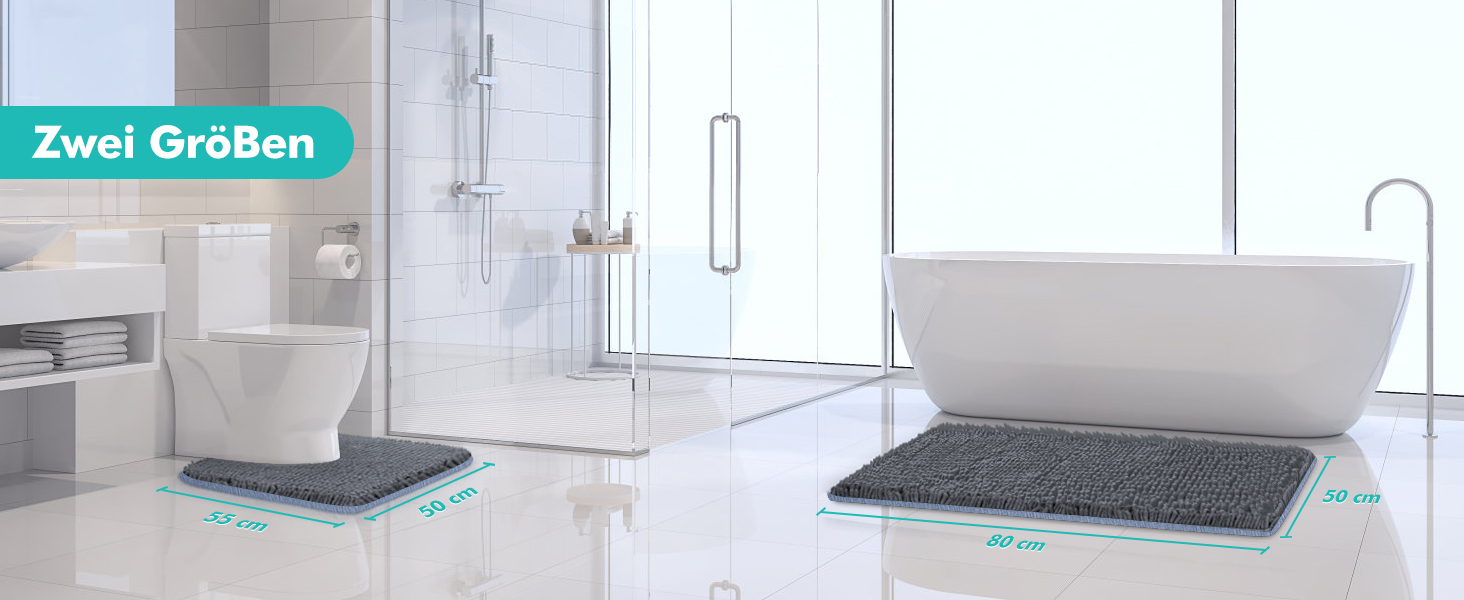 Комплект килимків для ванної кімнати Digiroot (2 шт.) - неслизькі, швидковисихаючі, поглинаючі, 40x60 см, 50x80 см, темно-сірий