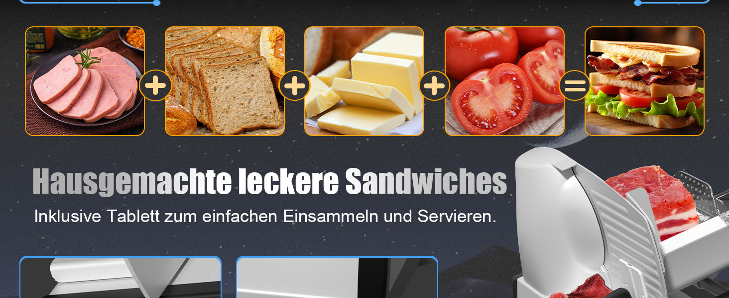 Електричний слайсер YASHE 200W з нержавіючою сталлю, 19 см, регулювання товщини 0-15 мм, для м'яса, сиру, хліба та овочів