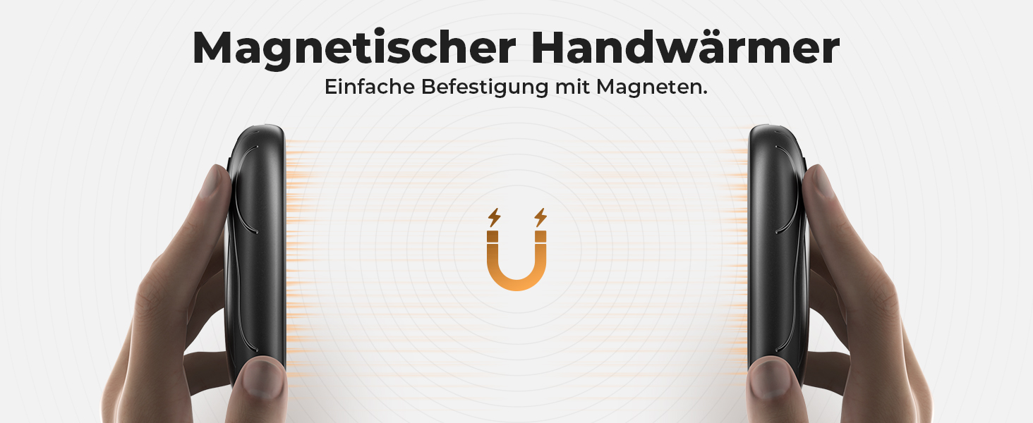 Електричні грілки для рук 2 шт. з магнітним кріпленням, 6000mAh, 3 режими нагріву, USB-зарядка, для кемпінгу, подорожей, офісу, чорний, 11.2*2.35*14 см