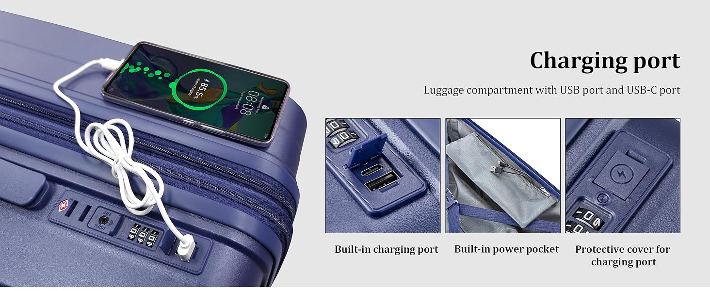 Набір валіз Joyway 4 шт. з жорстким корпусом та TSA-замком, розширюваний, синій колір