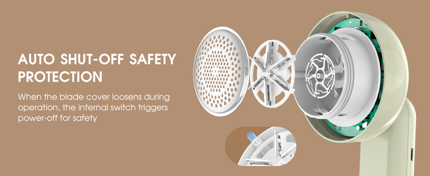 Електричний триммер для одягу COPPA, 6 лез, 3 швидкості, перезаряджається, з індикатором заряду, для пуловерів та одягу, білий (зелений)