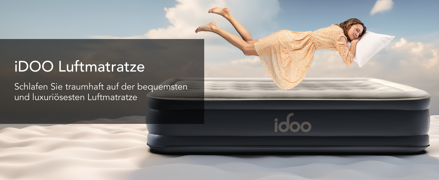 Надувний матрац iDOO самонадувний, 2 персони, з електричним насосом, для кемпінгу, 152x203x46 см, 295 кг