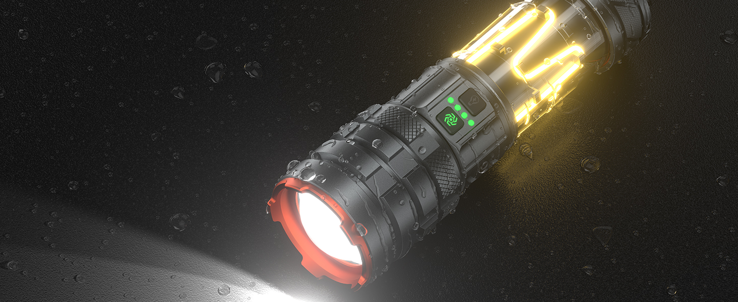 Потужний LED ліхтар 1 000 000 Люмен, акумуляторний тактичний ліхтар з зумом, 11 режимів світла, водонепроникний, сірий — для кемпінгу, outdoor та надзвичайних ситуацій