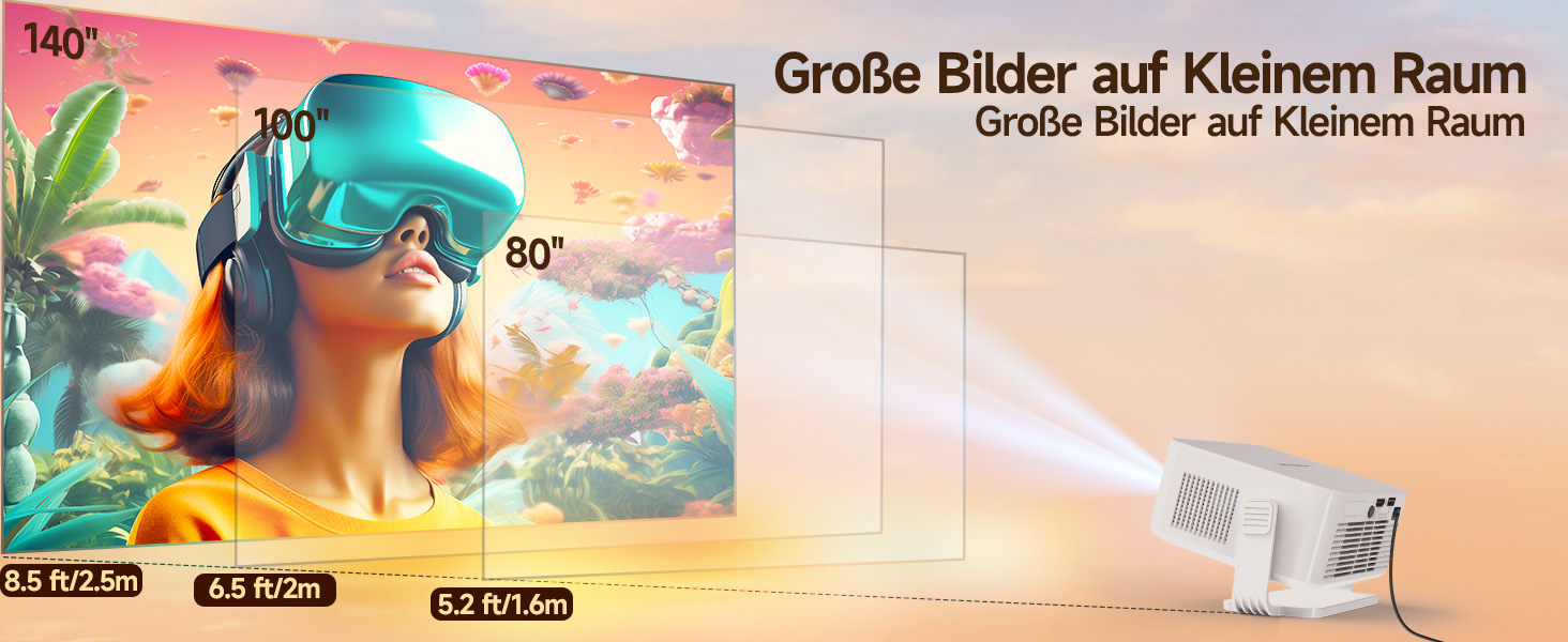 Magcubic HY300max Міні проектор 4K/8K з Android 14, WiFi 6, Bluetooth 5.4, Автофокус, для домашнього кінотеатру, білий