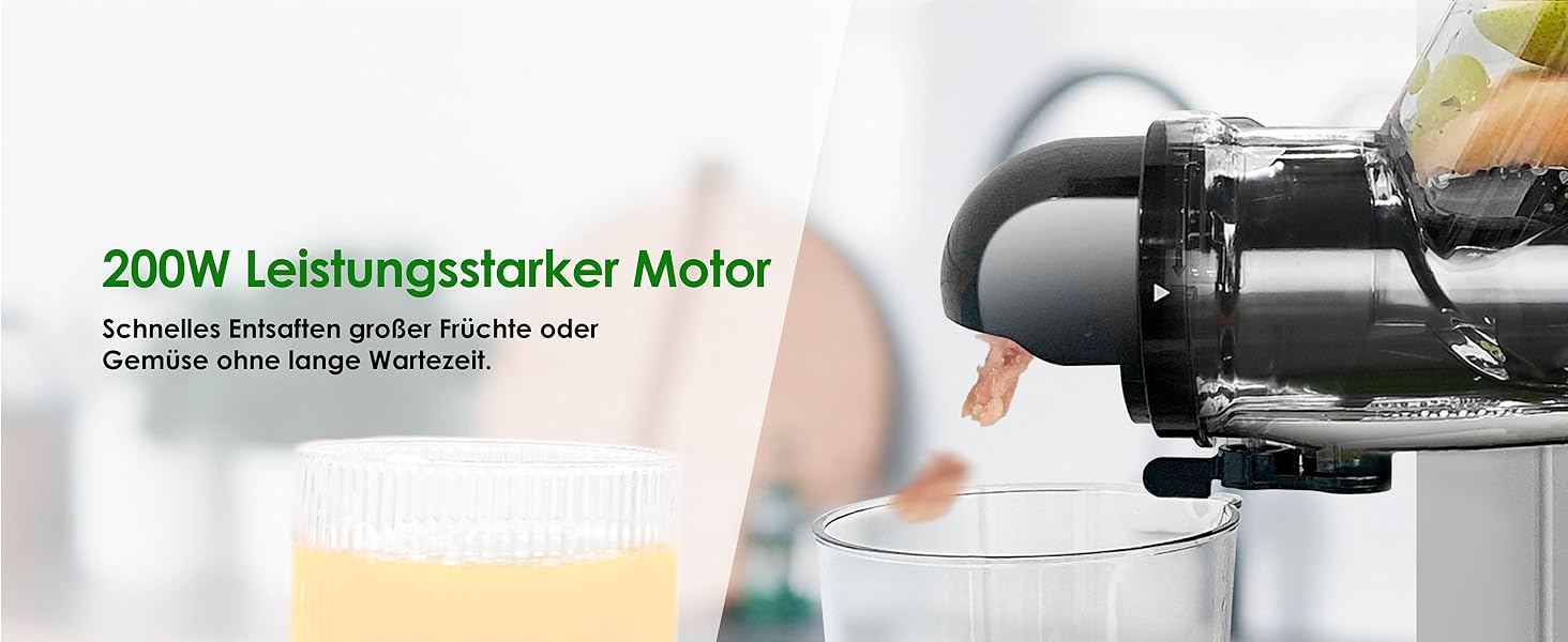 Електричний соковитискач Fretta Slow Juicer: холодний віджим, 76 мм, для овочів та фруктів, чорний