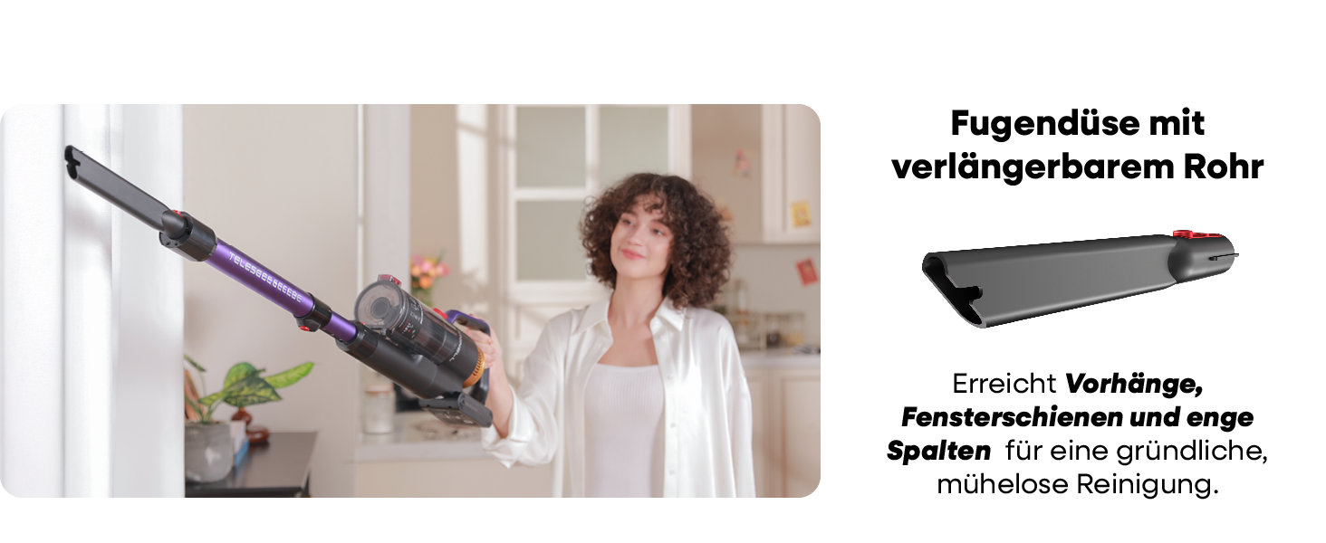 Бездротовий акумуляторний пилосос UNINELL HOME 48000Pa, 550W, 65 хвилин роботи, LED-дисплей, антизаплутувальна щітка, тиха робота, для килимів, твердих підлог та шерсті тварин (фіолетовий)