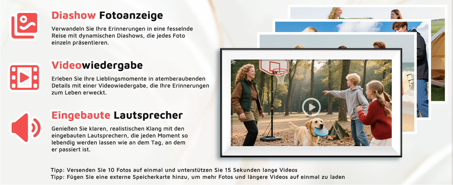 Цифровий фоторамка Hesmor 15.6 дюймів з Wi-Fi, FHD 1920*1080, IPS, сенсорний екран, 32GB, автоповорот, Frameo App