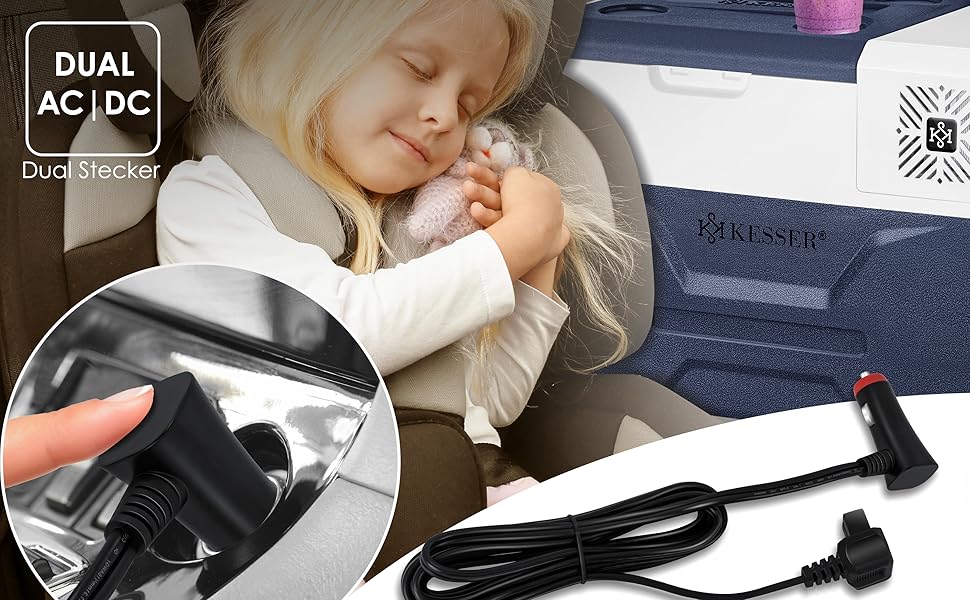 Електрична термохолодильник KESSER® Kompressor на 30 літрів, Navyblau з APP-керуванням, USB, 12/24V/230V, -20°C для авто, вантажівки, човна