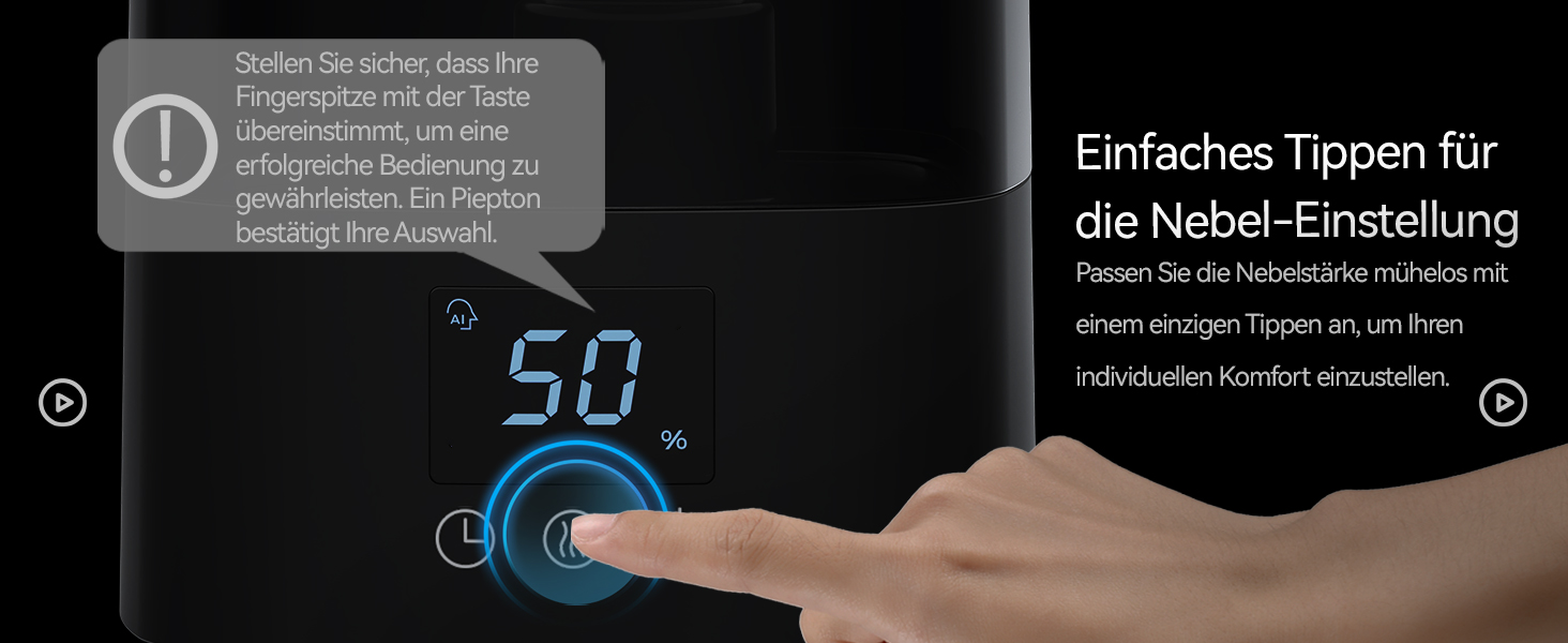 Зволожувач повітря автоматичний для спальні та великих приміщень 4.5 л, з таймером, сенсором вологості, до 18 годин роботи, автовимкнення, 360° розпилення (Чорний)
