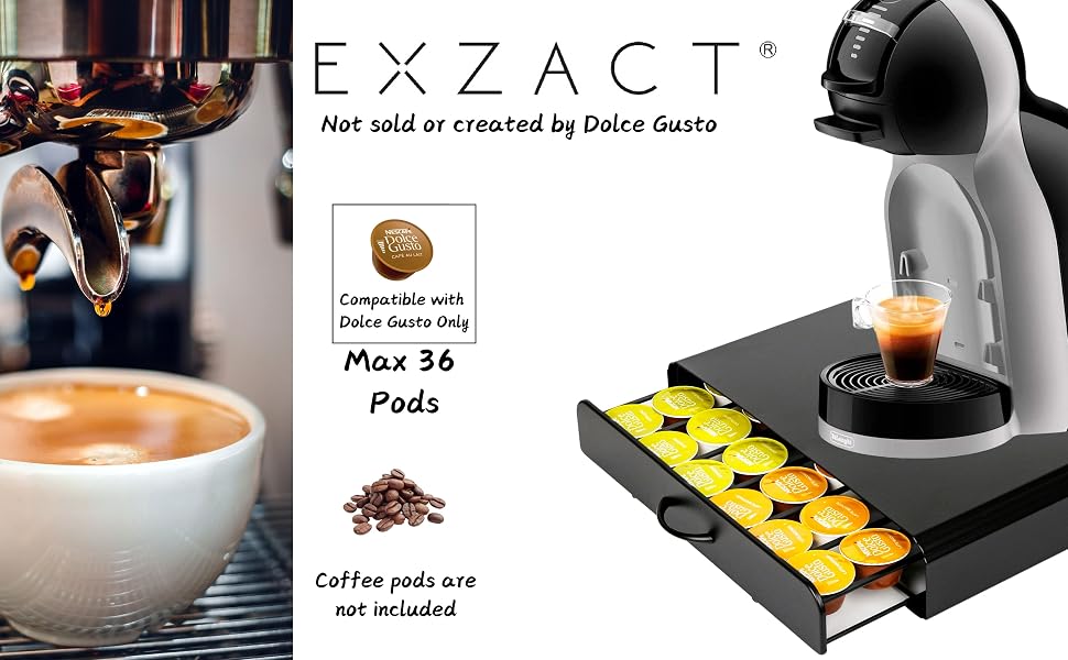 Органайзер для кавових капсул Exzact для Dolce Gusto, підставка під кавомашину 2-в-1, ємність 40 капсул, матова поверхня