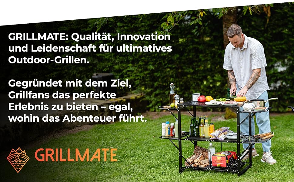 Зручний складаний гриль-стіл Outdoor для відпочинку на природі | Стіл для гриля, балкона, кемпінгу, саду | Складаний гриль-комплект з алюмінію, стійкий до корозії, витримує до 50 кг, з сумкою