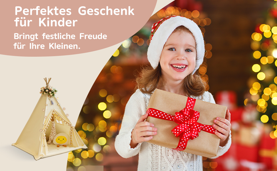 Дитяче намет Tipi з м'якою матрацом, бавовна, канвас. Намет Tipi для дітей з гірляндою зірочок, сумкою, прапорцем (білий)