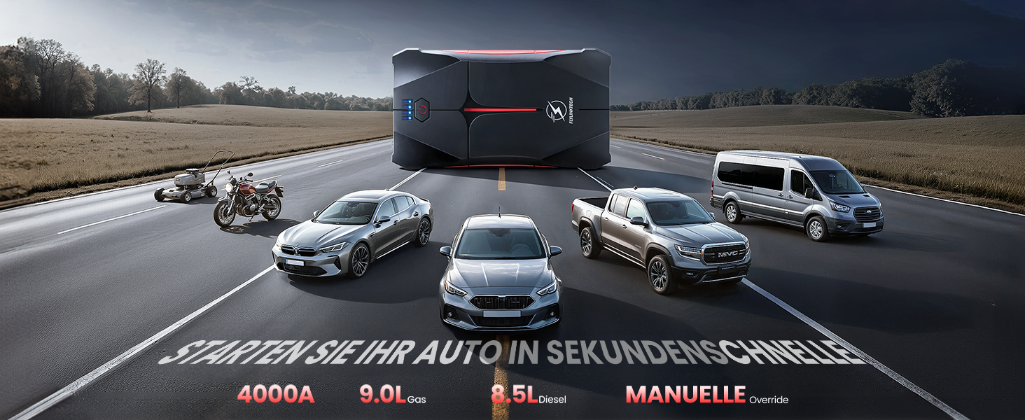 Powerbank для запуску авто FLYLINKTECH 4000A, 12V. Запуск до 9L бензину/8.5L дизеля. IP67, водонепроникний. LED, USB та USB-C.