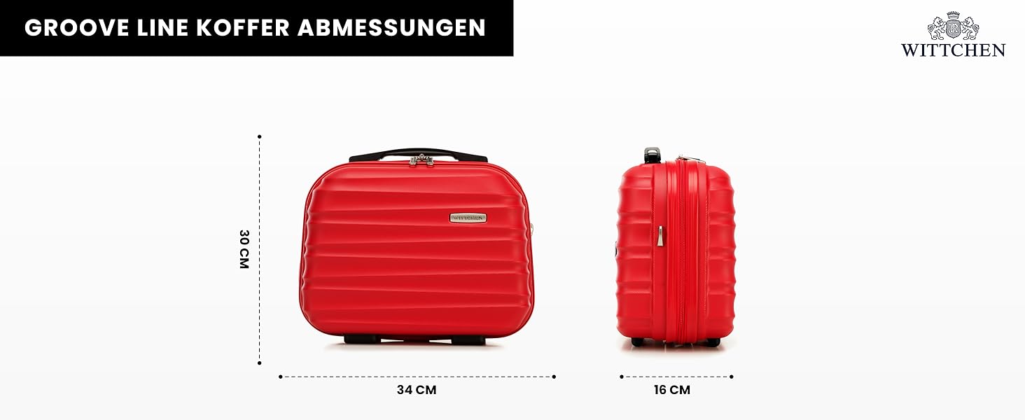 Набір валізWITTCHEN 4 в 1: Чотири валізи з ABS-пластику з коліщатами Spinner, кодовий замок, Groove Line (червоний)