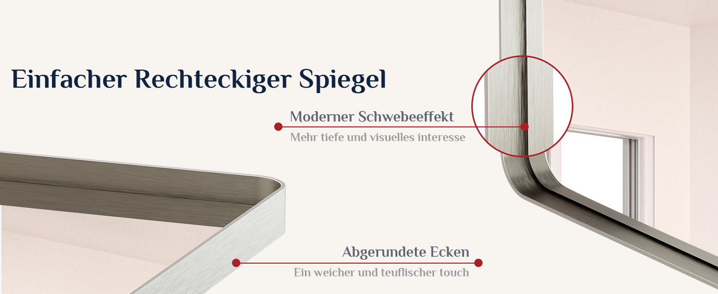 Дзеркало на стіну Keonjinn Wand Spiegel 40x50 см з металевим каркасом, прямокутне. Підходить для ванної кімнати, вітальні, спальні, коридору.