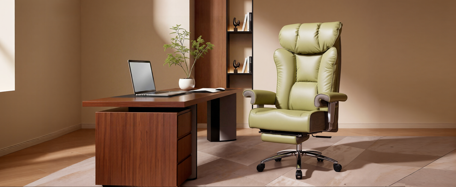 Офісний крісло Efomao XXL 200 кг з підставкою для ніг, сіре. Крісло для керівника з екошкіри, висока спинка, регульовані підлокітники, підтримка попереку для дому та офісу.