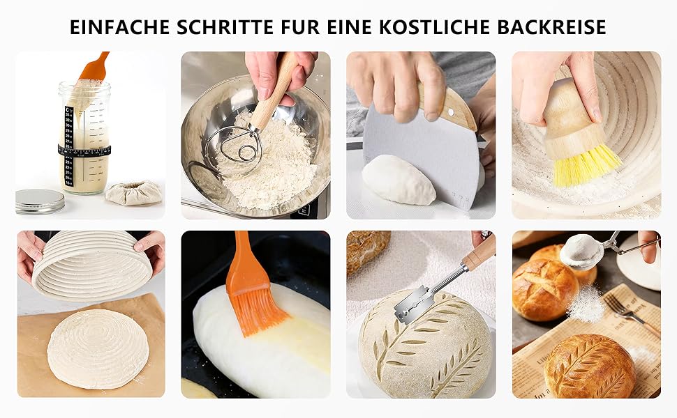 Набір для закваски з ротангу: корзини, скребок, ніж, тканина - повний комплект для початківців та професіоналів