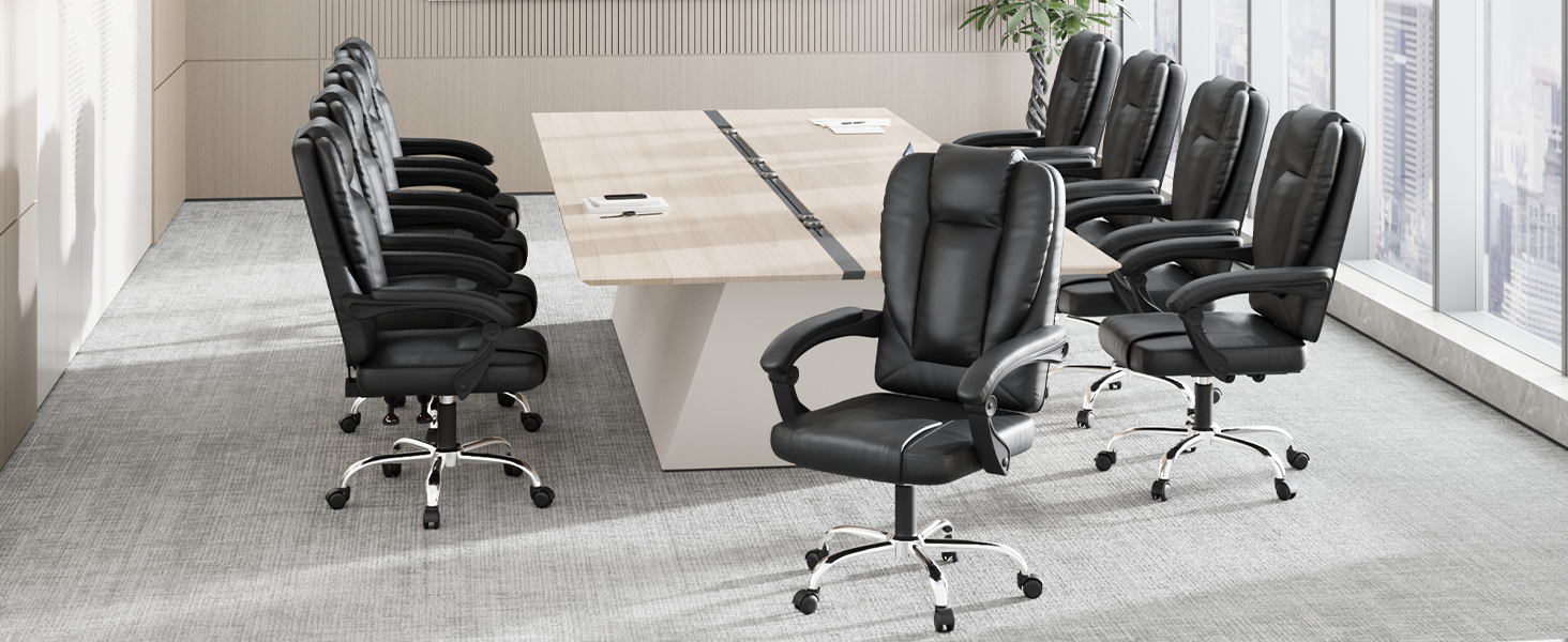 Офісний стіл Naspaulro Ergonomischer Bürostuhl з регульованою висотою та високою спинкою, м'яке сидіння, поворотний крісло з бавовняно-льняної тканини, коліщата, для роботи (чорний, шкіра)