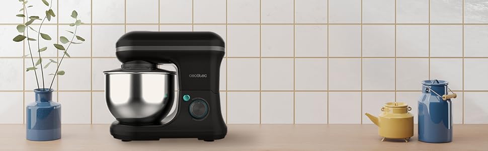 Міксер Cecotec Cecomixer Merengue 5L з потужністю 1200 Вт, 6 швидкостей, чорний, з нержавіючою чашею 5л та набором для збивання та замішування