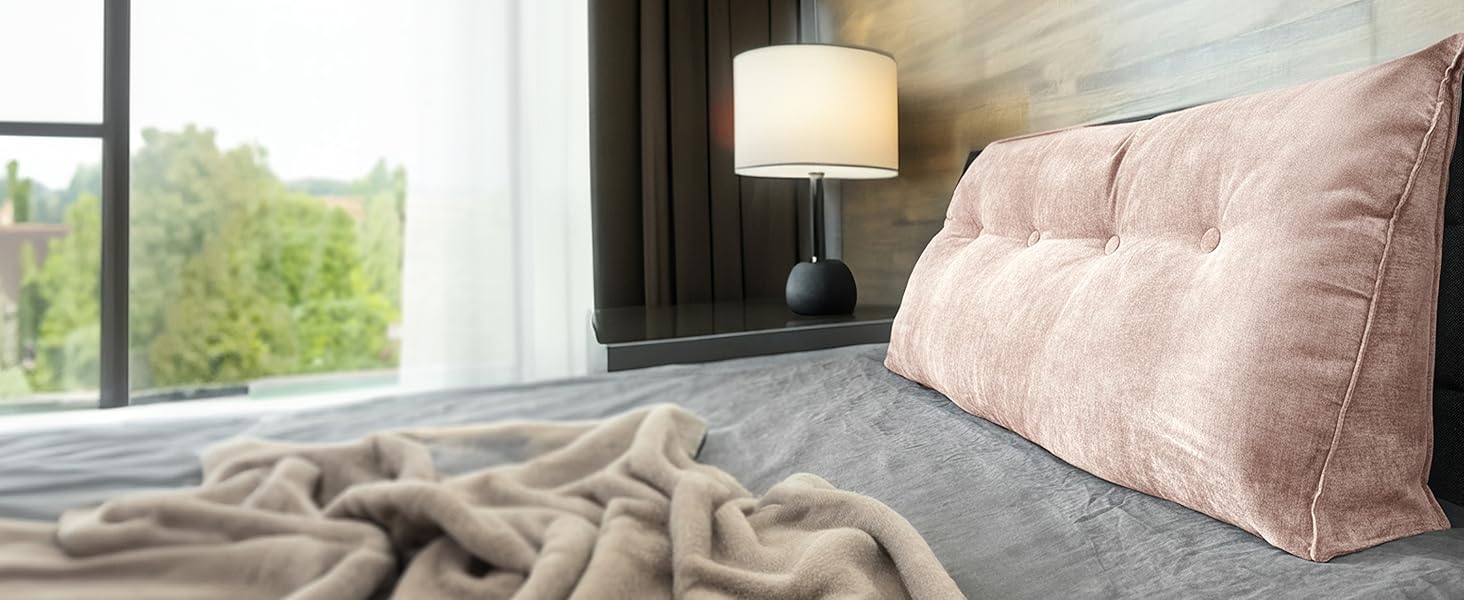 Підголовник Björn&Schiller для спини - подушка для ліжка та дивана, клиновидна подушка, спинка для стіни, сидіння, подушка для стіни, велика знімною обложкою (шампань, 70 см)