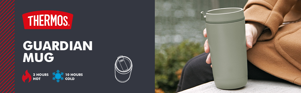 Термос GUARDIAN MUG 0,35 л, мат-зелений, ізолюючий термокружка з нержавіючої сталі з порошковим покриттям, сталевий термос, термокружка для кави на виніс, зручне використання, абсолютно герметична, придатна для миття в посудомийній машині 0,35Л Мат-зелений