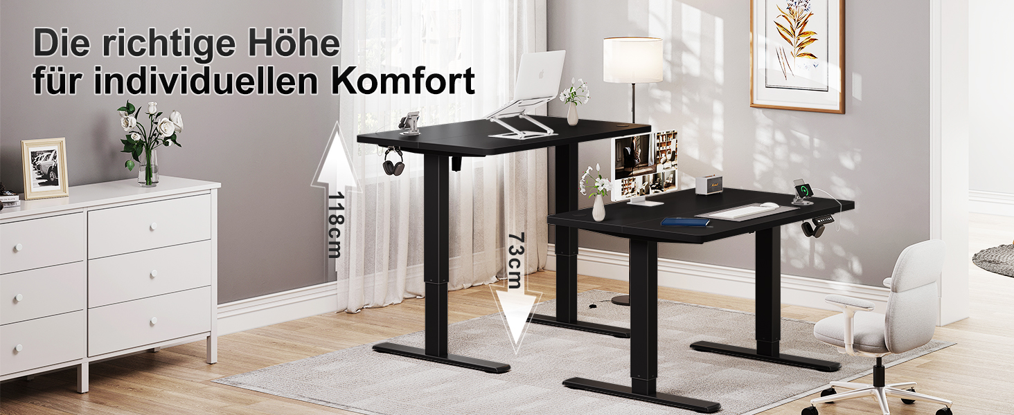 Електричний дитячий стіл Airfish, 80x60 см, регулювання висоти, пам'ять, для дому/офісу, стоячи/сидячи (чорний)