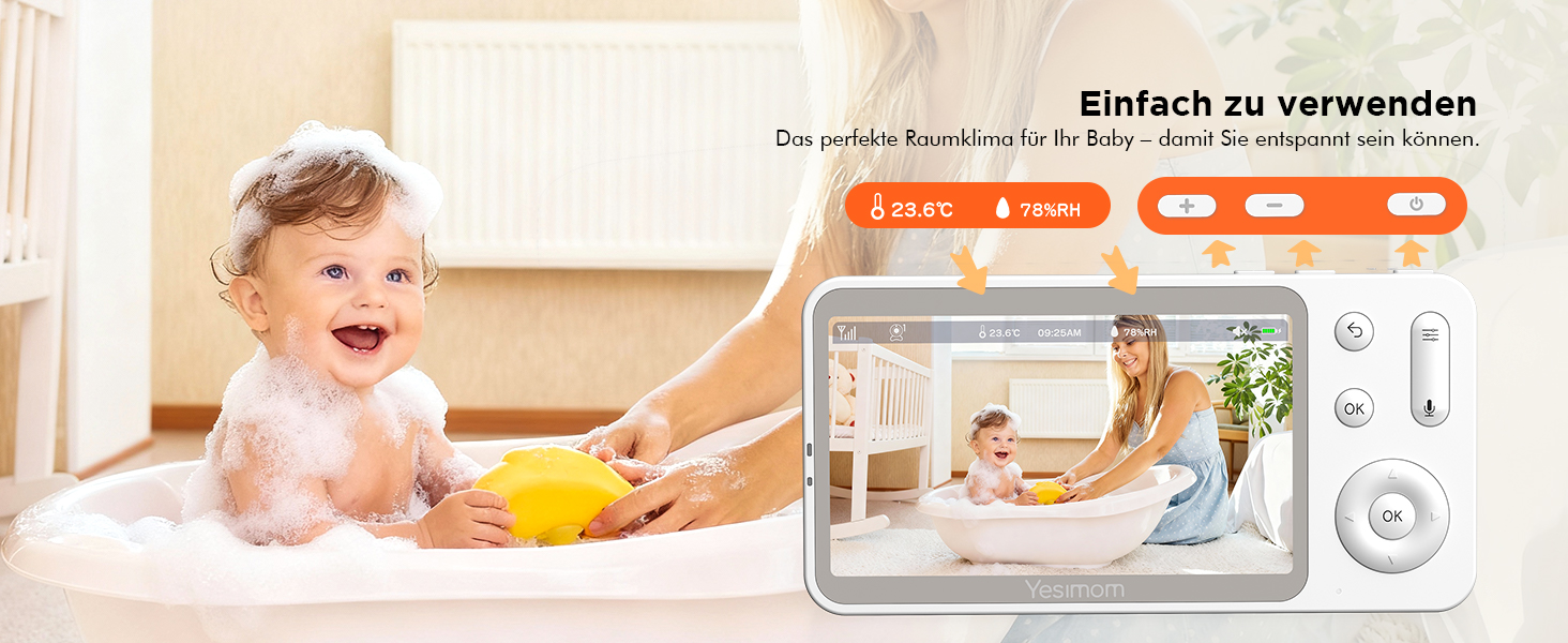 Відеоняня з камерою 1080P HD PTZ 360° та Wi-Fi: монітор для немовлят з додатком, нічним баченням, 4x Zoom, детекцією руху/звуку, двостороннім аудіо, автотрекінгом та сповіщеннями