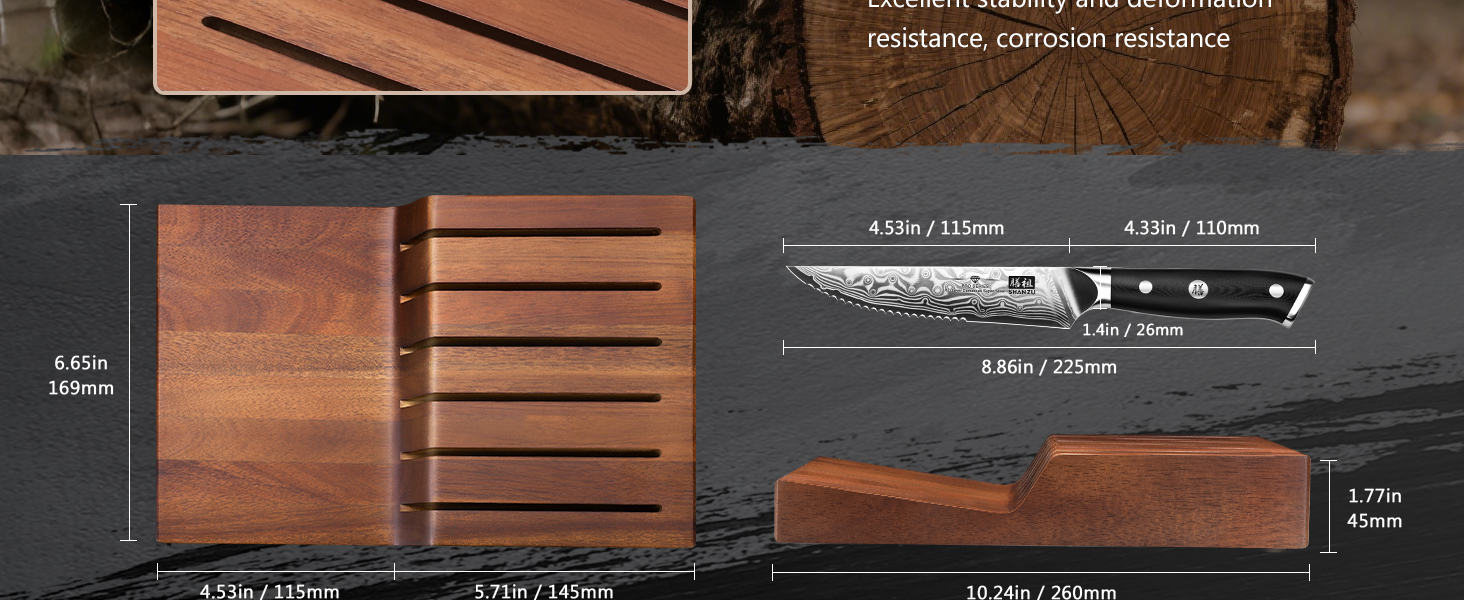 Японський кухонний ніж SHAN ZU 15 см з дамаської сталі, серія PRO (ніж для стейку з бруском)