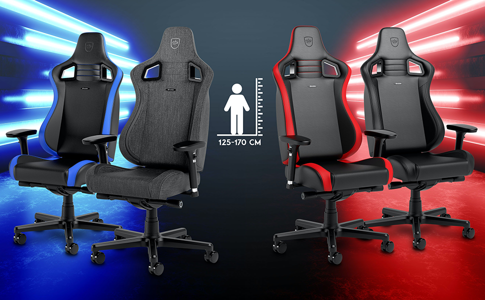 Крісло ігрове Noblechairs Epic Compact TX, ергономічне, сіре, з підтримкою голови та попереку, для тіла до 120 кг, дихаюча тканина
