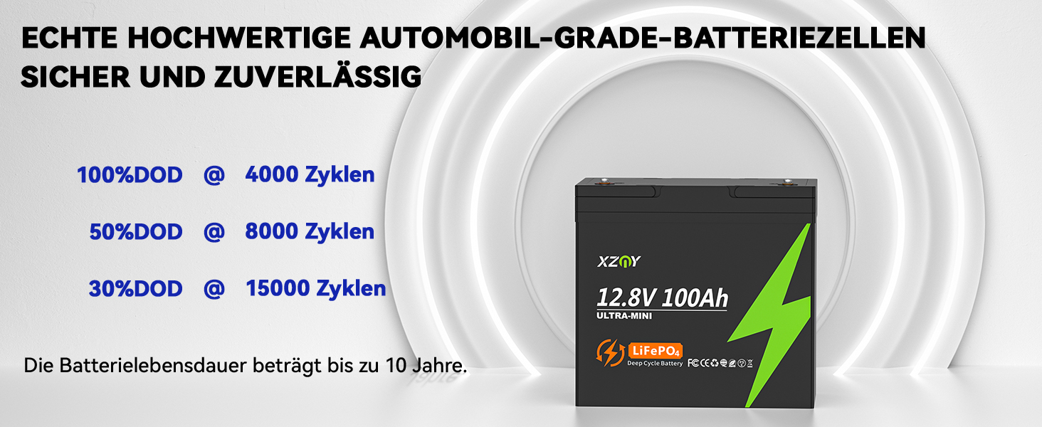 Літієва батарея XZNY 12V 100Ah Mini LiFePO4 зі 100A BMS, підходить для автофургонів, сонячних батарей, поза мережею