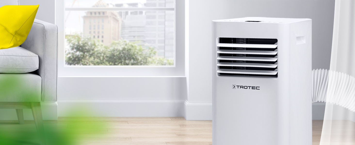 Trotec PAC 2020 E WiFi: Мобільний кондиціонер 3-в-1 (охолодження, вентилятор, осушувач) - 2 кВт/7000 BTU, до 26 м²/65 м³, з WiFi