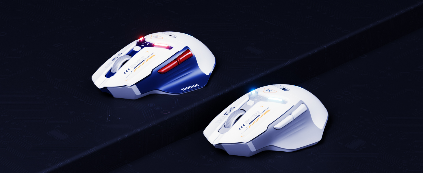 Ігрова миша inphic IN9 бездротова Tri-Mode (2.4G/Bluetooth/Type-C), 10000 DPI, RGB-підсвітка, програмована, акумуляторна, сіро-біла