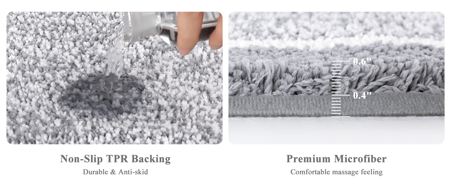 Набір килимків для ванної кімнати Pauwer: м'який, високий ворс, антиковзний. Включає килимок для душу, підлогу та унітаз. Розміри: 45x65 см, 45x120 см, 50x60 см. Машинне прання.