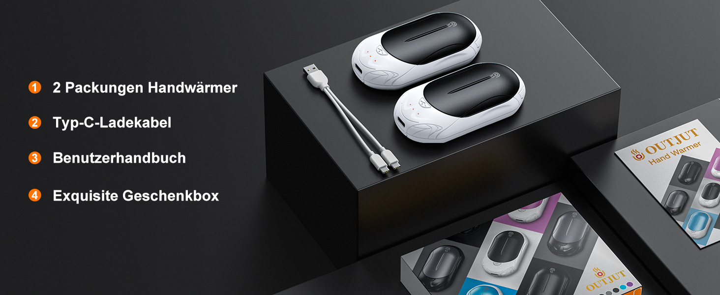 Електричні грілки для рук OUTJUT 6000mAh, 2 шт., USB, 3 режими нагріву, для спорту, кемпінгу, подарунок