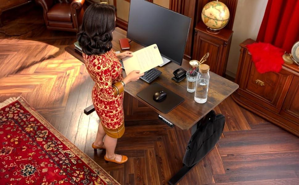 Електричний регульований стіл Arebos 120x60 см з пам'яттю | Столик для комп'ютера | Ергономічний офісний стіл | Стіл для стояння/сидіння | Бежевий