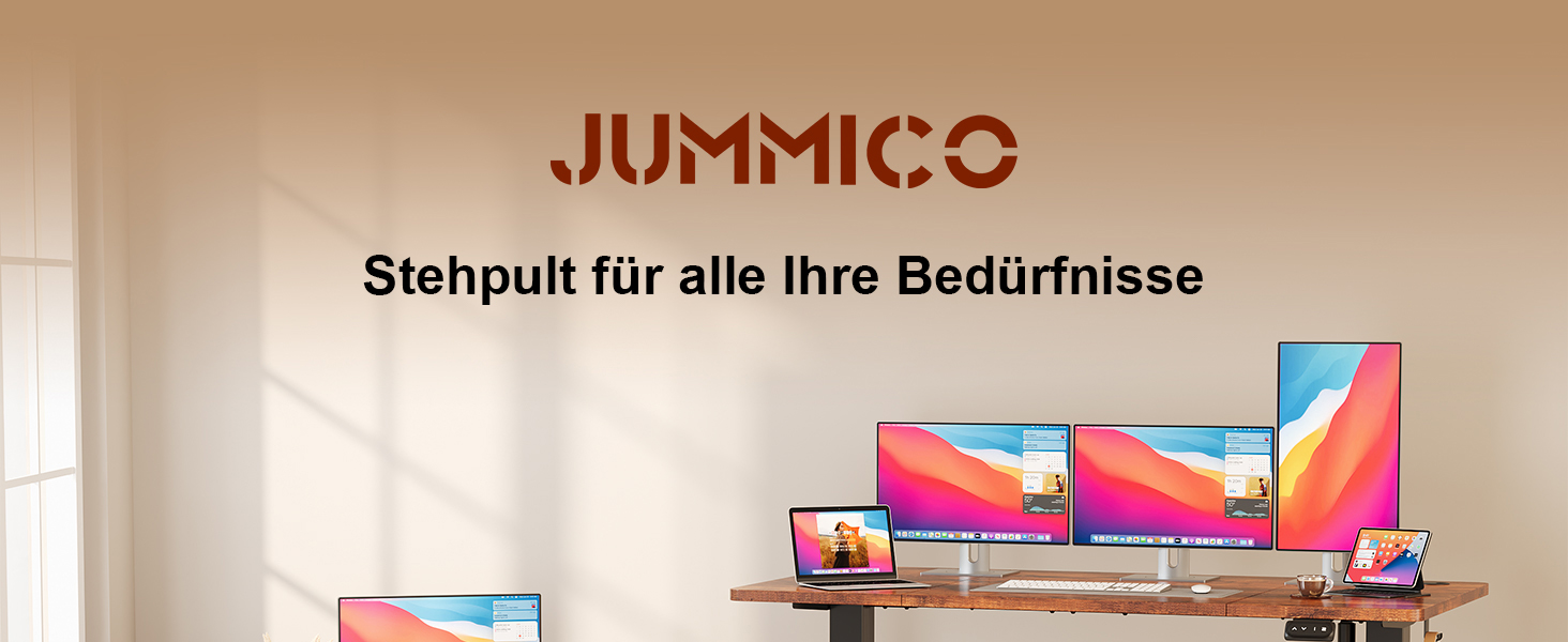 Електричний регульований стіл JUMMICO Standing Desk, висота регулюється, з функцією пам'яті, білий (180 x 80 см, коричневий)