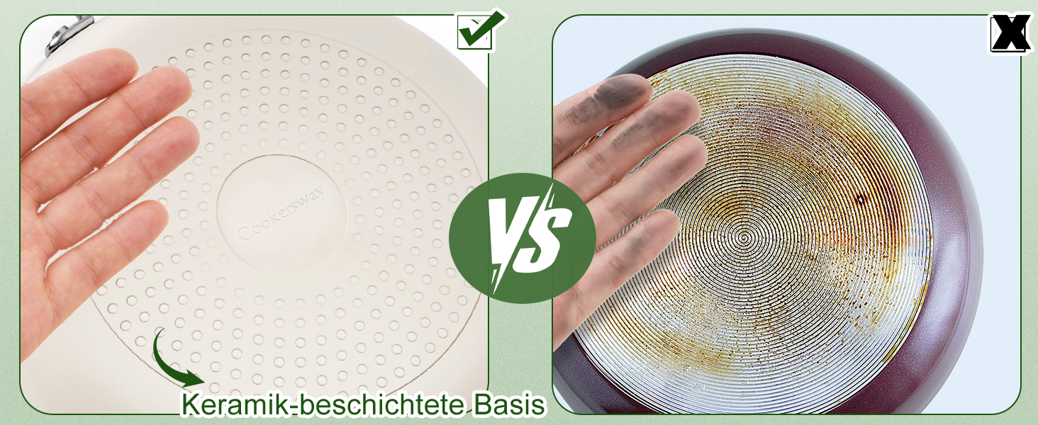 Набір каструль Cookersway: 20, 24, 28 см, керамічне покриття, без PTFE, PFOA, PFAs, для плити та духовки