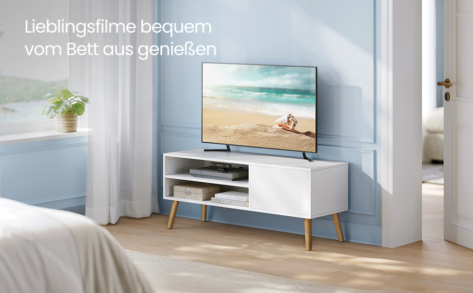 Тумба під телевізор VASAGLE LTV120T46, 120 см, для телевізорів до 55 дюймів, білий колір, тумба під ТВ, промисловий дизайн