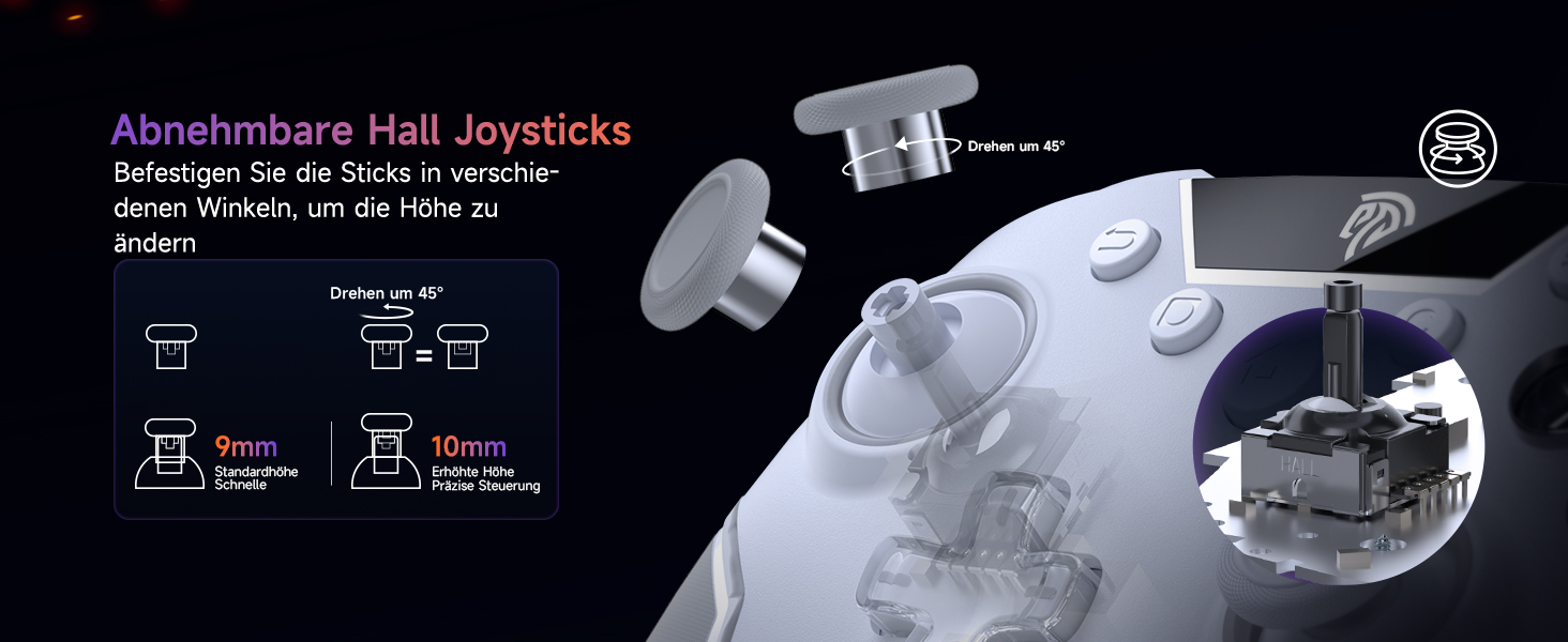 Бездротовий контролер EasySMX X20 з RGB підсвічуванням для PC, Switch, Android. 2 в 1 тригери, знімний джойстик, механічні кнопки, 6-осьовий гіроскоп, білий