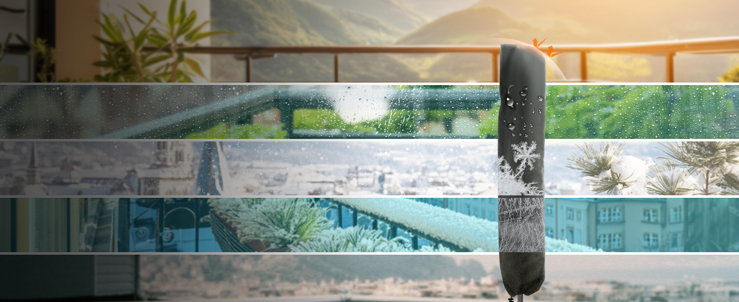 Чохол для парасольки Menz 2-4 м, 420D Oxford, водовідштовхувальний, UV-стійкий, захист від вітру, для саду (Чорний, 174x32/35 см)