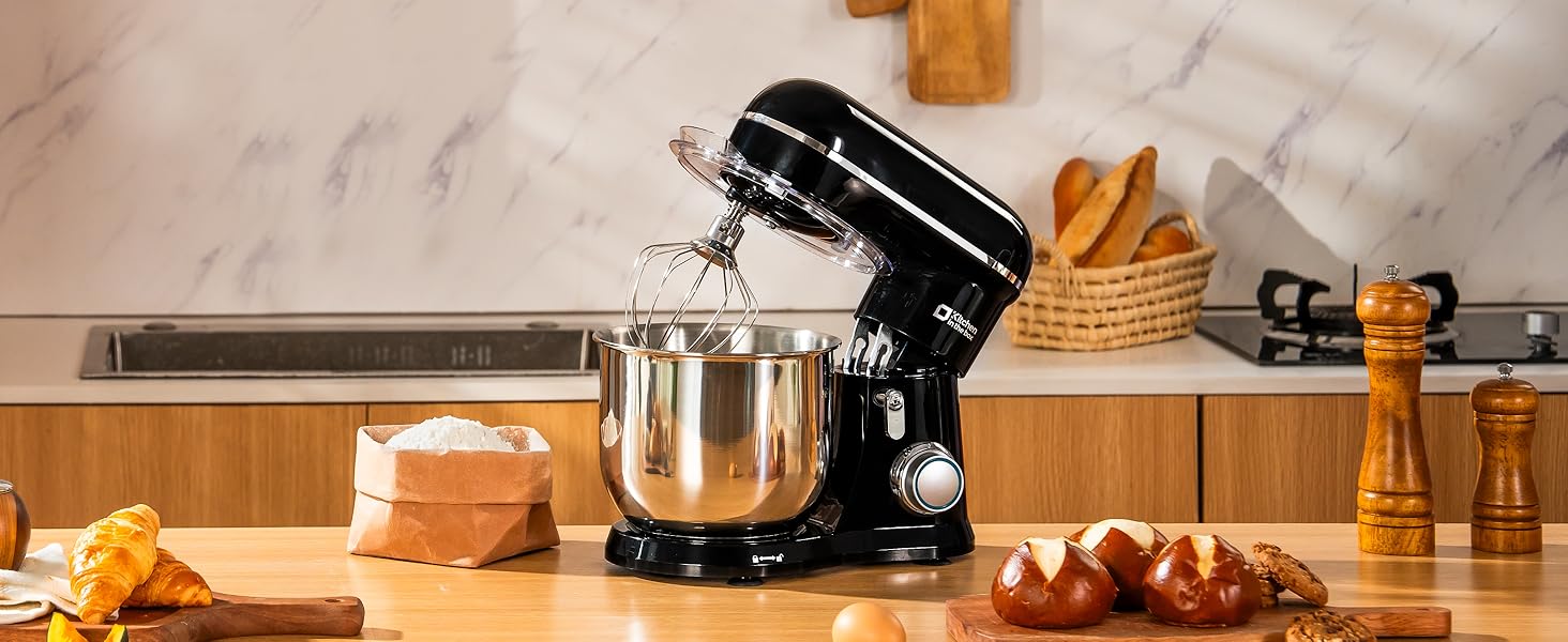 Кухонний комбайн Kitchen in the box Kompakte — планетарний міксер та тістоміс 3.5 л, 10 швидкостей, з насадками (гак, вінчик, міксер), чорний